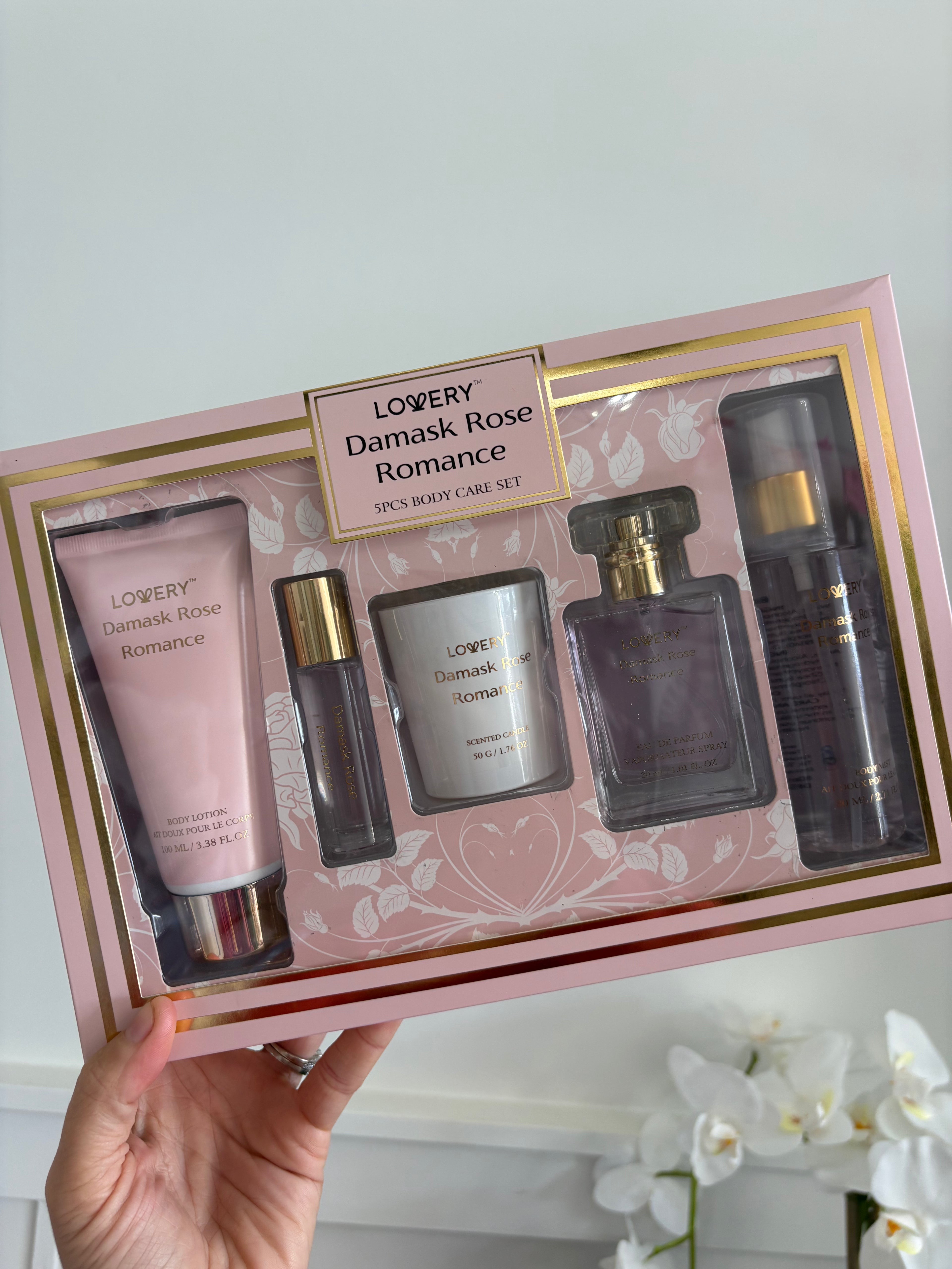 Lovery Damask Rose Romance 5pc Body Care Set